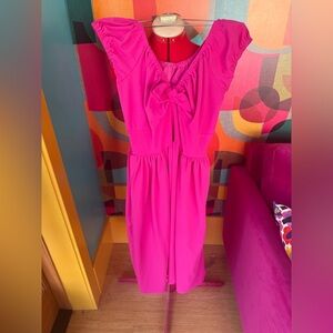 Pinup Couture Hot Pink Midi Dress with Front Bow